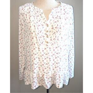 Womens Mantaray Faithful & True Poppy Pattern Novelty Ditzy Floral Blouse Sz 16